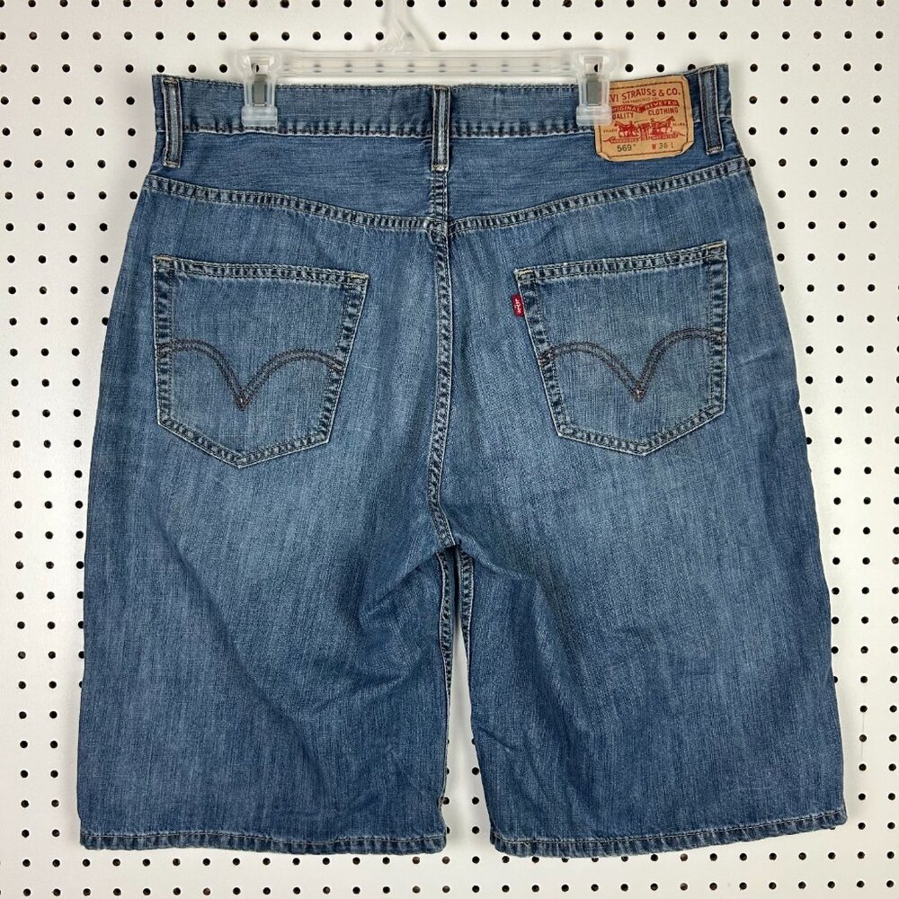 Levi's 569 Loose Straight Jean Shorts Size 36 Streetwear Skater Baggy Distressed